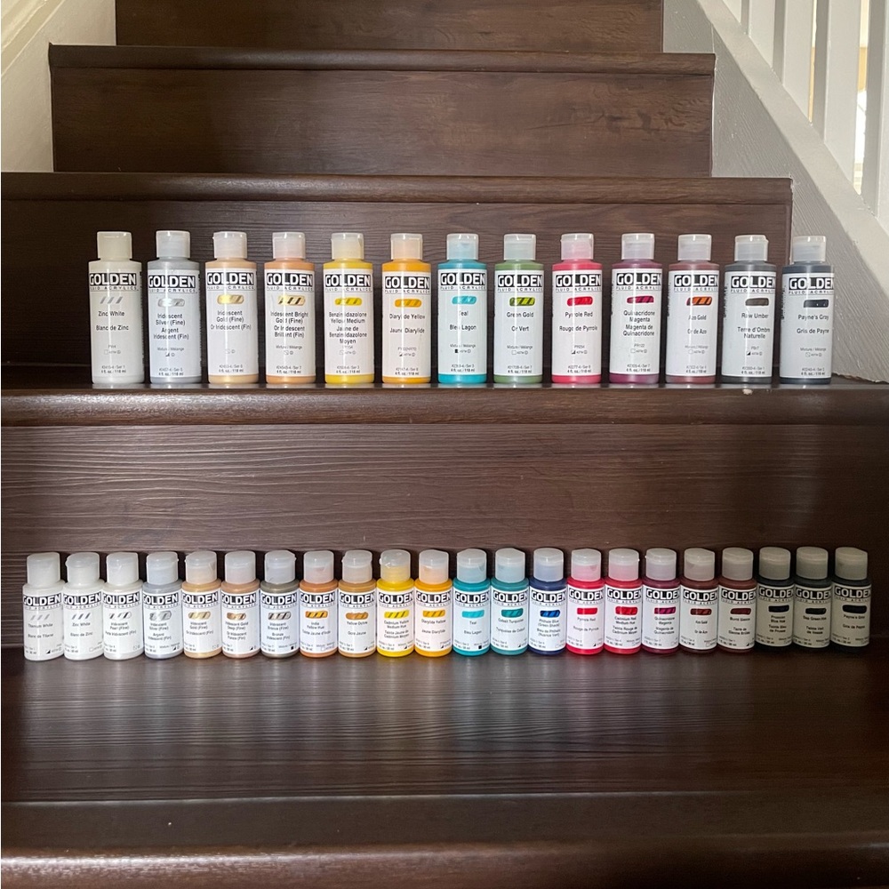 Golden Fluid Acrylics Paint Bundle - Luxury (35 Bottles / 4fl oz & 1fl)